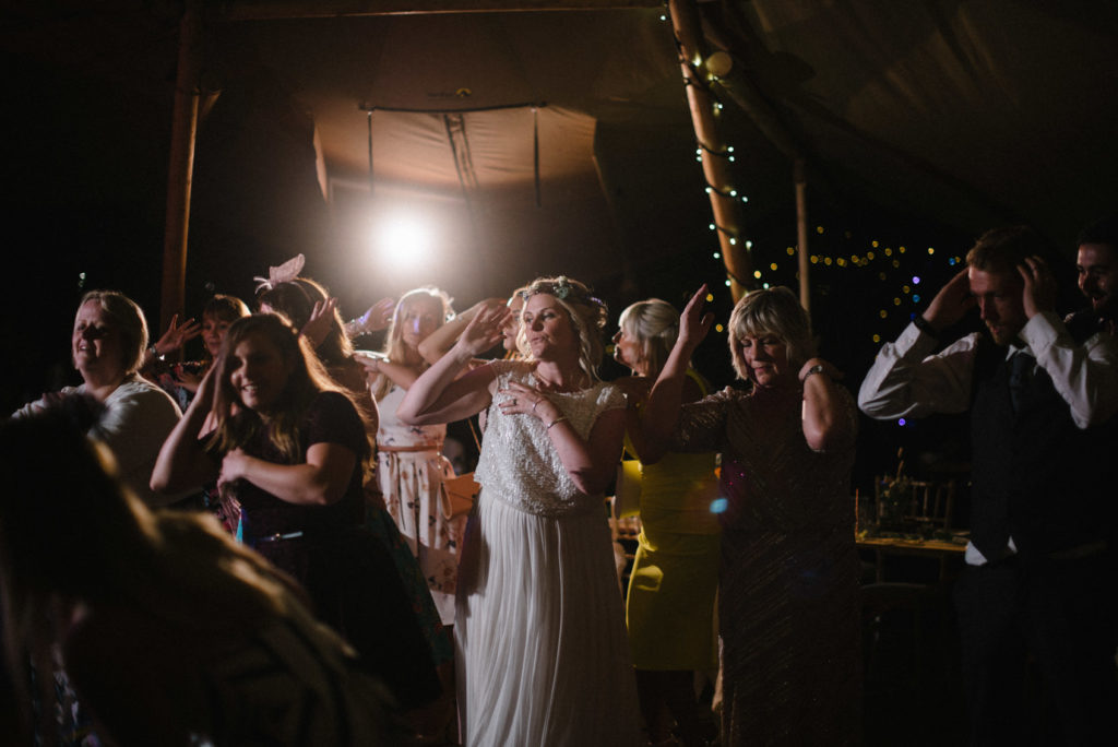 bride dancing to the macarena